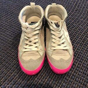 Golden Goose Mid-Star with hot pink sole